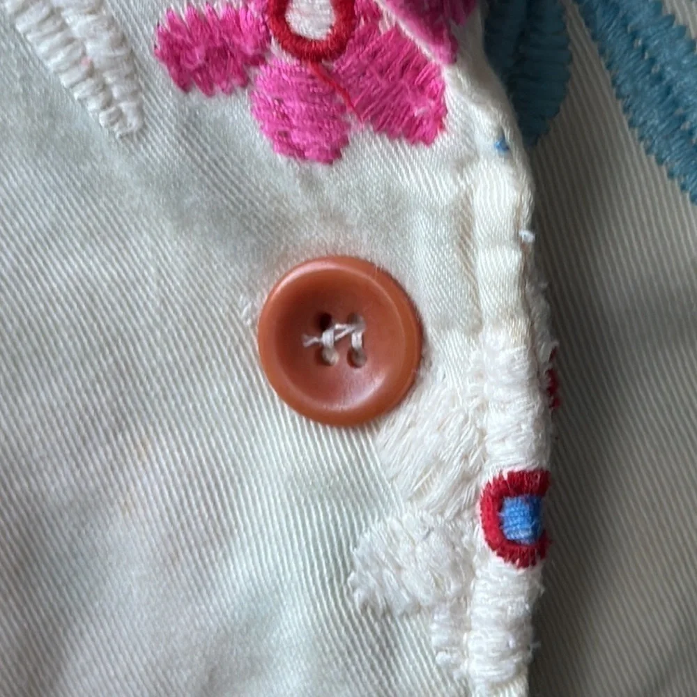 Johnny Was jacket tan blazer embroidered floral multicolored size medium